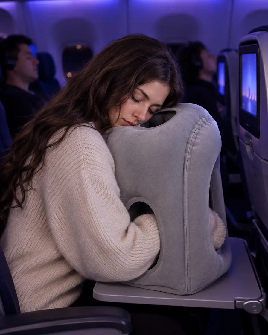Asleep on the pillow in a dark cabin